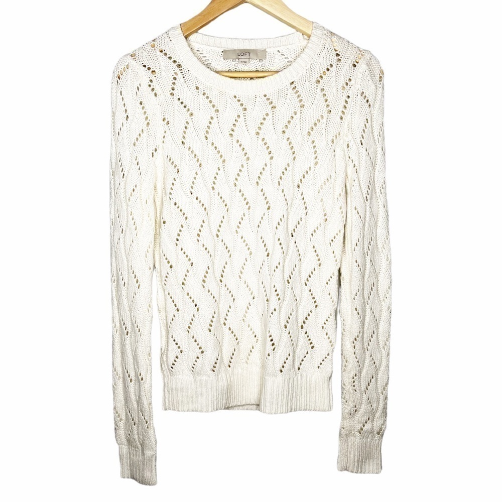 LOFT Open Knit Rabbit Hair Wool Sweater Sz XS
